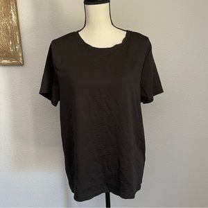 NWT T.La Anthropologie Black Flowy Blouse T-Shirt